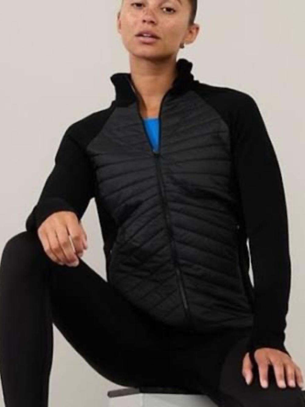 ATHLETA WOMEN'S FLURRY FORCE INSULATED ATHLETIC JACKET BLACK MEDIUM M ~EUC~